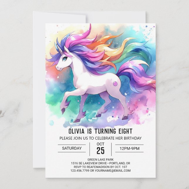 Chic Digital Horse Geburtstag Einladung (Vorderseite)