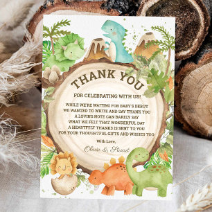 Chic Dinosaur Boy Baby Dusche Grüne Zickzack Dankeskarte