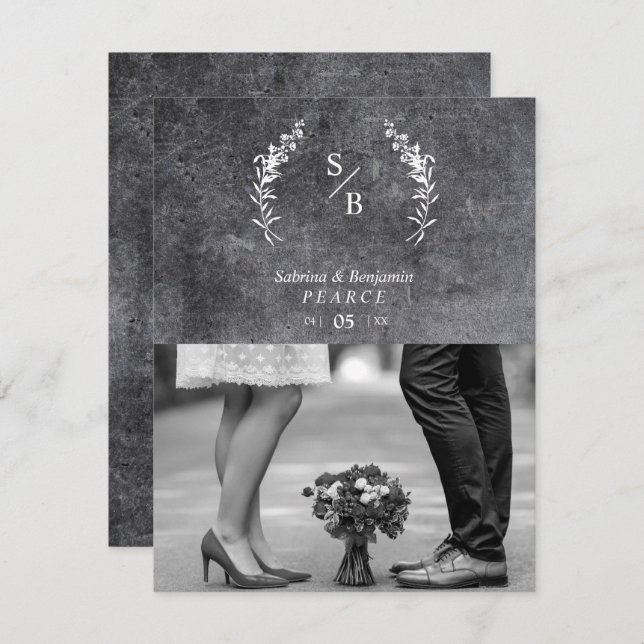 Chic Dirty Alternative Photo Chalkboard Wedding Dankeskarte (Vorne/Hinten)