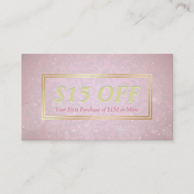 Chic Discount Coupon Makeup Beauty Salon Pink Gold (Vorderseite)