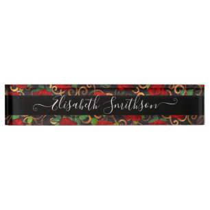Chic Distinctive Personalisierte Berufliche Blume Namensplakette