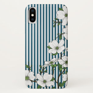 Chic Dogwood Blossoms & Stripes Muster Case-Mate iPhone Hülle