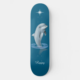 Chic Dolphin, Custom Star & Script auf Ocean Blue Skateboard