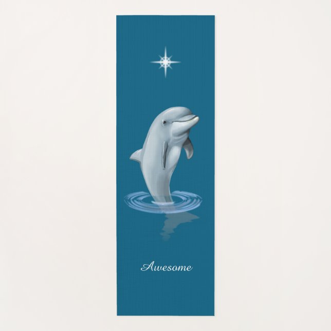 Chic Dolphin, Custom Star & Script auf Ocean Blue Yogamatte (Vorderseite)
