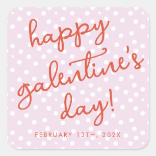 Chic Dots Happy Galentines Day Party Quadratischer Aufkleber