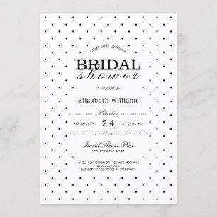 Chic Dotted Dots Schwarz-weißes Brautparty laden e Einladung