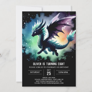 Chic Dragon Birthday Digital Einladung