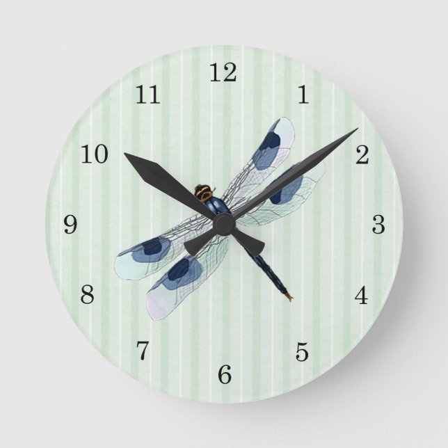 Chic Dragonfly Wall Clock Runde Wanduhr (Vorderseite)
