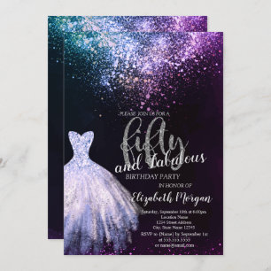 Chic Dress Confetti 50. Geburtstagsparty Einladung