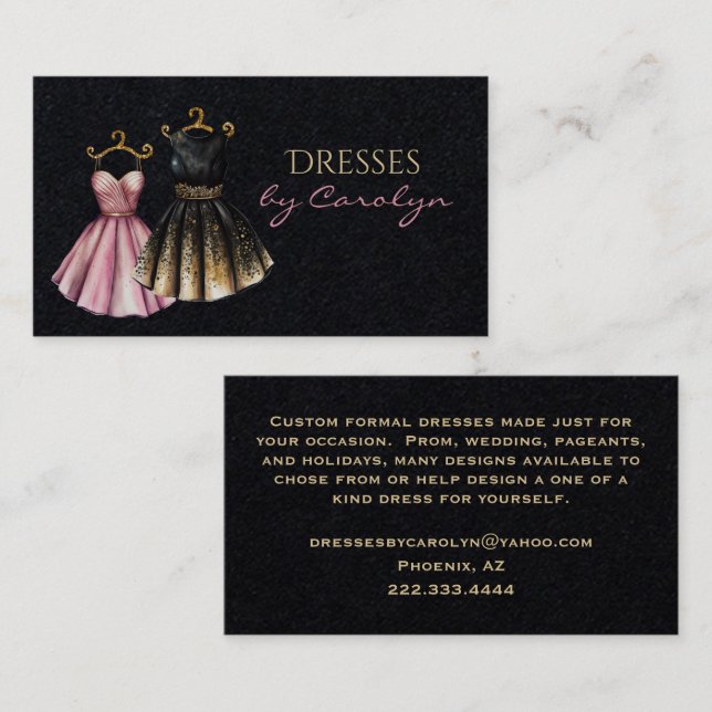 Chic Dress Tailor Business Card Visitenkarte (Vorne/Hinten)