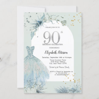 Chic Dress Winter 90. Geburtstag Einladung