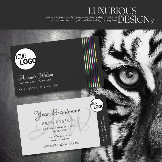 Chic Dunkel und hellgraue Streifen hinzufügen Logo Visitenkarte (Von Creator hochgeladen)