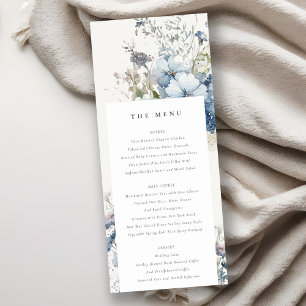 Chic Dusky Blue Hütte Blumenkarte Einladung