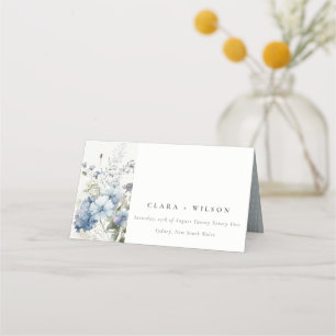 Chic Dusky Blue Hütte Blumenzwiebeln Platzkarte