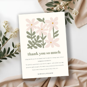 Chic Dusky Blush Retro Minimal Blumenzwiese Dankeskarte