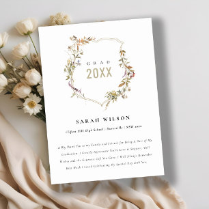 Chic Dusky Pink Blush Wildblume Wappen Abschluss Dankeskarte