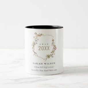 Chic Dusky Pink Blush Wildblume Wappen Abschluss Zweifarbige Tasse