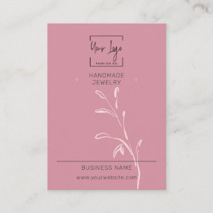 Chic Dusky Pink Leaf QR Schmuckkarte Telefonnummerkarte