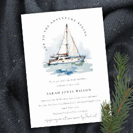 Chic Dusky Sailboat Seascape Baby Dusche Einladung