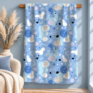 Chic Dusty Blue Abstrakte Formen Kuscheldecke Kuns Sherpadecke