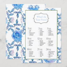 Chic Dusty Blue Blush Rose Brautparty Game