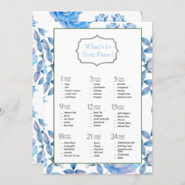 Chic Dusty Blue Blush Rose Brautparty Game Einladung