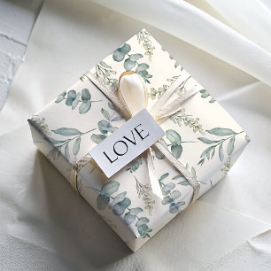 Chic Dusty Blue Eukalyptus Muster Hochzeit Geschenkpapier Set