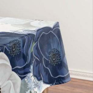 Chic Dusty Blue Floral Botanical Tischdecke