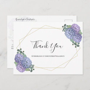Chic Dusty Blue Floral Geometric Wedding Vielen Da Postkarte