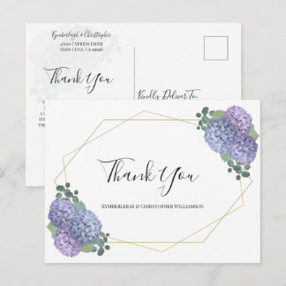Chic Dusty Blue Floral Geometric Wedding Vielen Da Postkarte