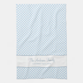Chic Dusty Blue Französischer Karierter Karo Count Geschirrtuch