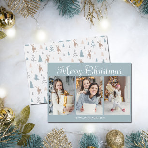 Chic Dusty Blue Frohe Weihnachten Foto Collage