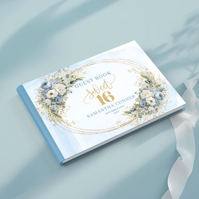 Chic Dusty Blue Gold Eucalyptus Sweet Sixteen   Gästebuch (Chic Dusty Blue Gold Eucalyptus Sweet Sixteen Guest Book

)