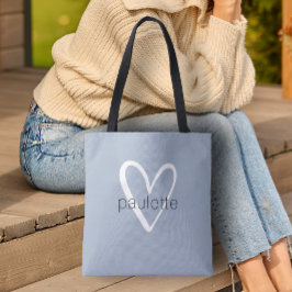 Chic Dusty Blue Heart Personalisiert