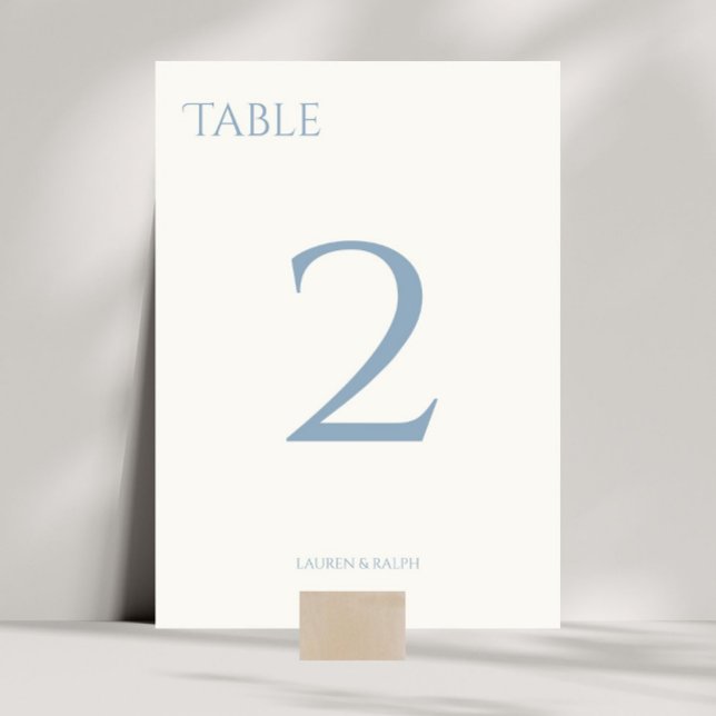 Chic Dusty Blue & Ivory Wedding Tischnummer Card (Von Creator hochgeladen)