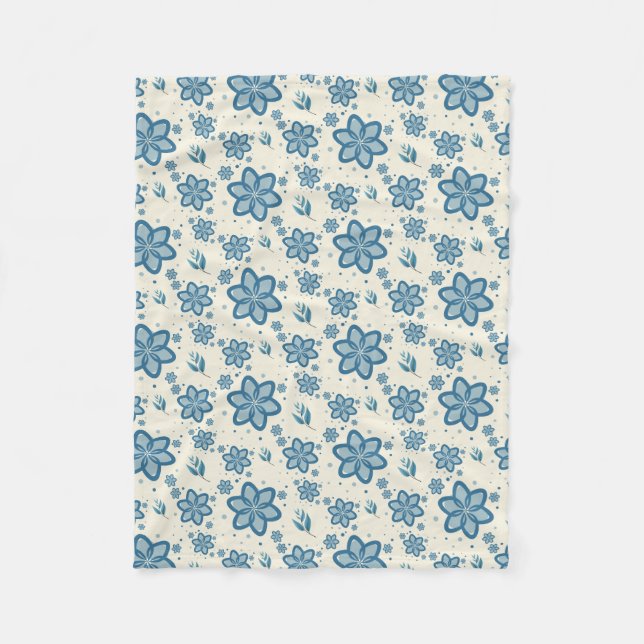 Chic Dusty Blue Jasmine & Botanical Fleece-Decke Fleecedecke (Vorderseite)
