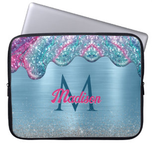 Chic dusty blue lila Tropfen tropfen Monogramm Laptopschutzhülle