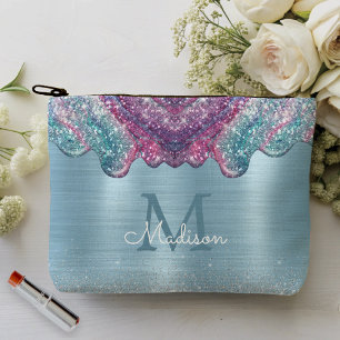 Chic dusty blue lila Tropfen tropfen Monogramm Zubehörtasche