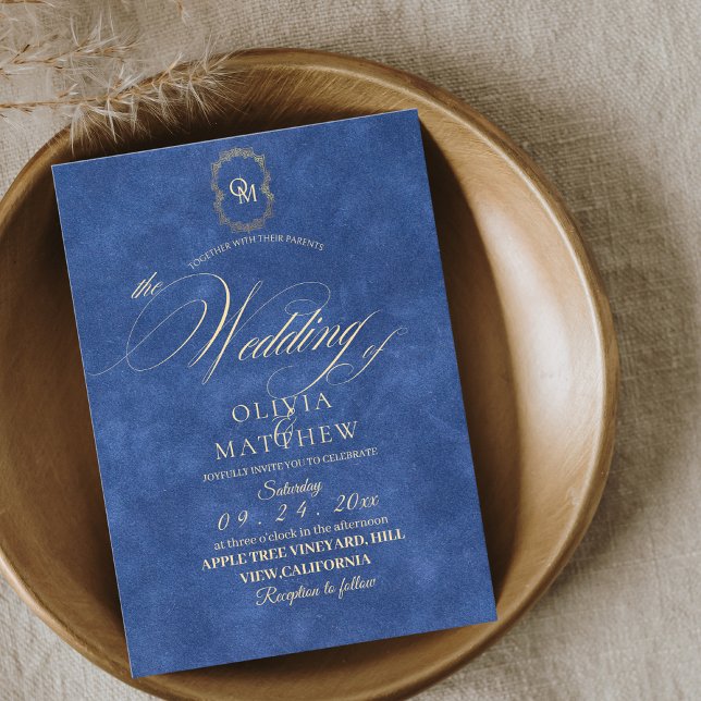 Chic Dusty Blue Minimalistisch Wedding Einladung (Von Creator hochgeladen)