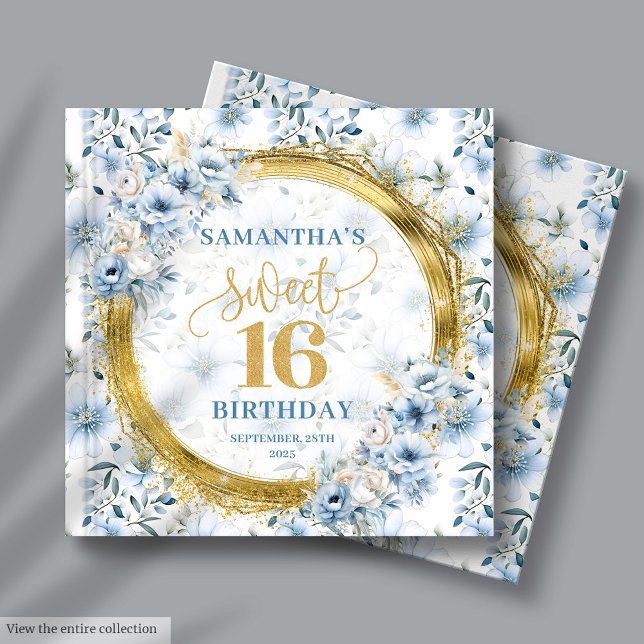 Chic Dusty Blue Sweet 16 Gast-Sign in Memory Book Gästebuch (Chic Dusty Blue Sweet 16 Guest Sign In Memory Book)