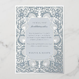 Chic Dusty Blue und Silver Foil Vielen Dank Folieneinladung