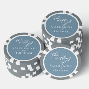 Chic Dusty Blue Wedding Personalisiert Pokerchips