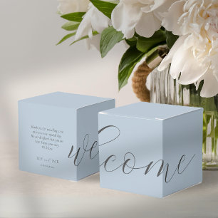 Chic Dusty Blue Wedding Welcome Favor Box Geschenkschachtel