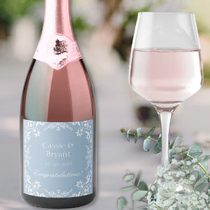 Chic Dusty Blue & White Stylish Wedding Champagne