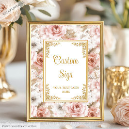 Chic Dusty Pink Blume Gold Wedding Tabletop Zeiche Poster
