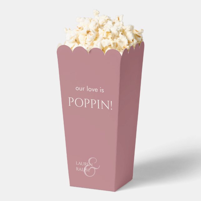 Chic Dusty PInk Couple Monogram Popcorn Geschenkschachtel (Geplatzt)