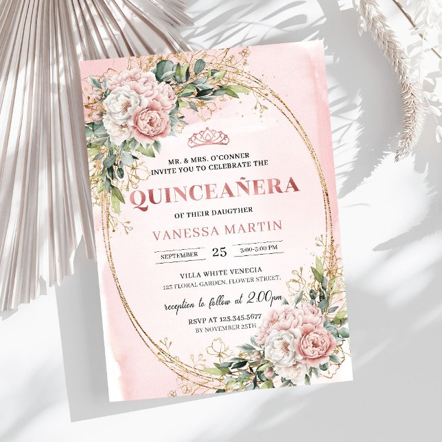 Chic Dusty Pink Floral Eucalyptus Quince Invites Einladung (Chic Dusty Pink Floral Eucalyptus Quince Invitation)