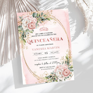 Chic Dusty Pink Florale Eukalyptus Quince Einladun Einladung