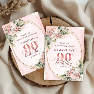 Chic Dusty Pink Gold Eucalyptus 90. Dankeschön Dankeskarte
