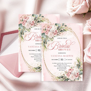 Chic Dusty Pink Greenery Brautparty-Einladung Einladung